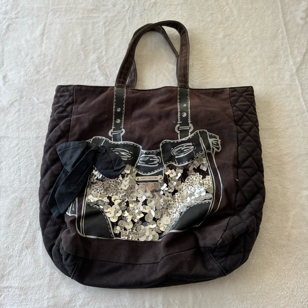 Vintage Juicy Couture Sequin Quilted Tote Bag